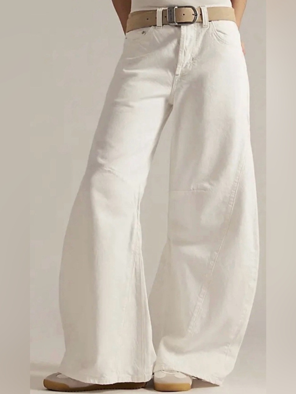 Free People Eden Slouchy Jeans We The Free Wide Leg Bright White Sz 33 NWT $148